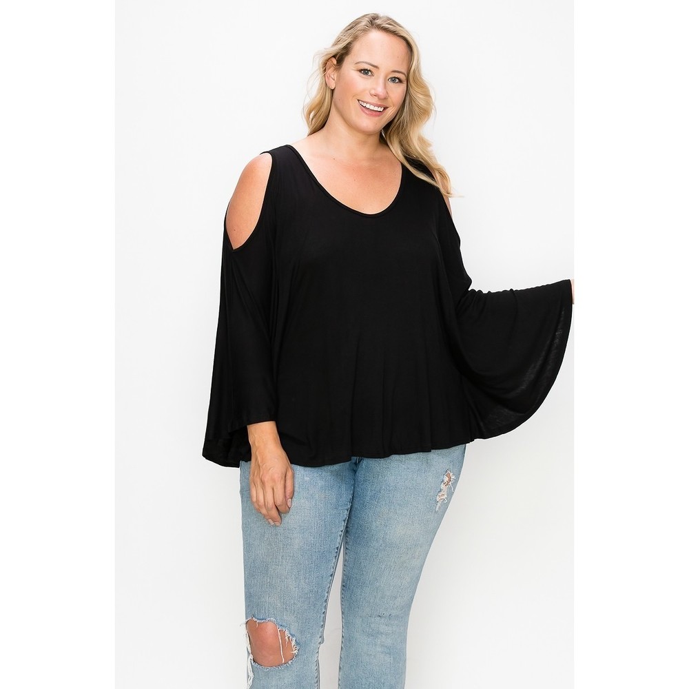 Solid Top Featuring Kimono Style Sleeves - Picture 4 of 9
